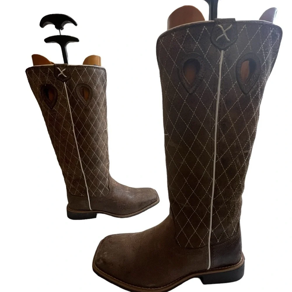 TWISTED X boy DISTRESSED RUFF STOCK COWBOY BOOTS - BROAD SQUARE TOE